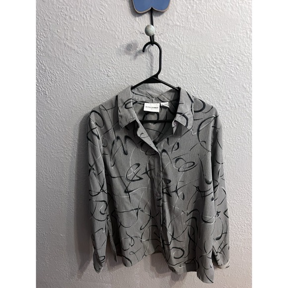Alfred Dunner Tops - Alfred Dunner Women Blouse Size 16 Long Sleeve Button Up Gray